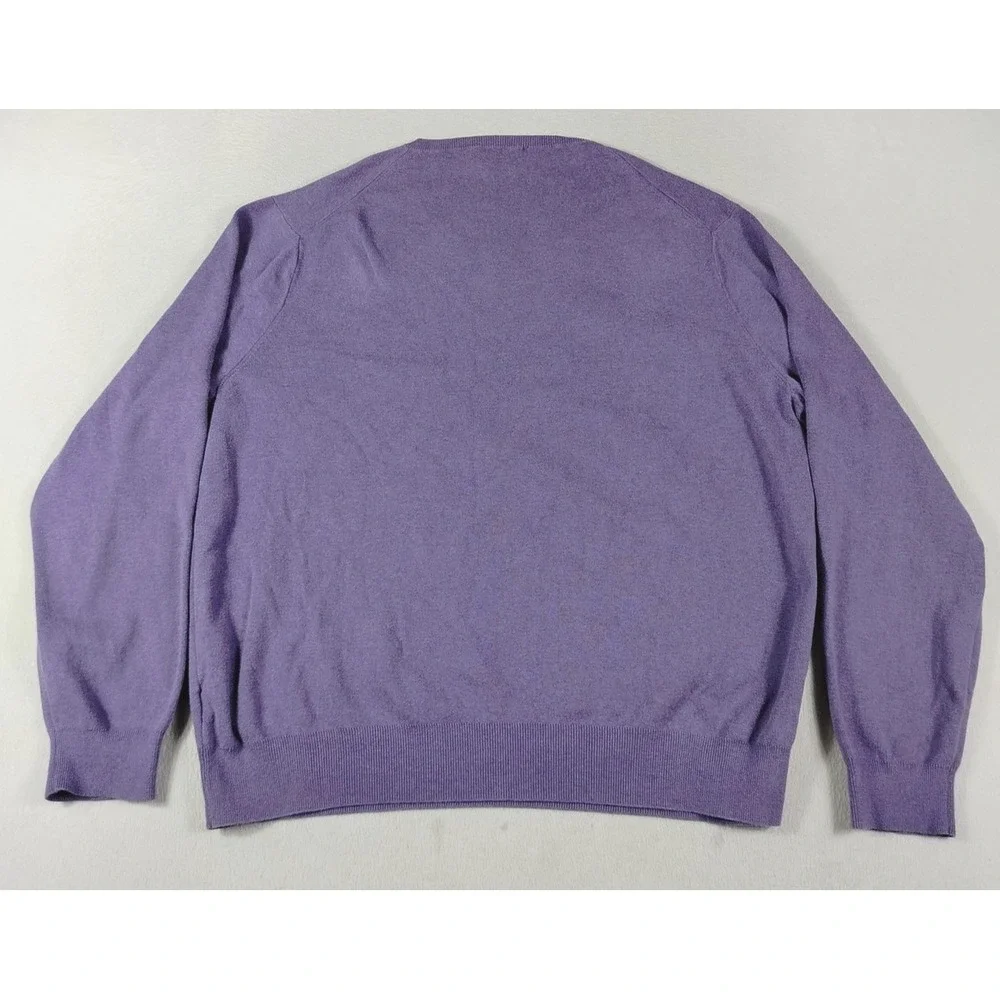 Polo Ralph Lauren Sweater Mens 2XL Purple‎ Pima Cotton V Neck Pullover Knit Pony